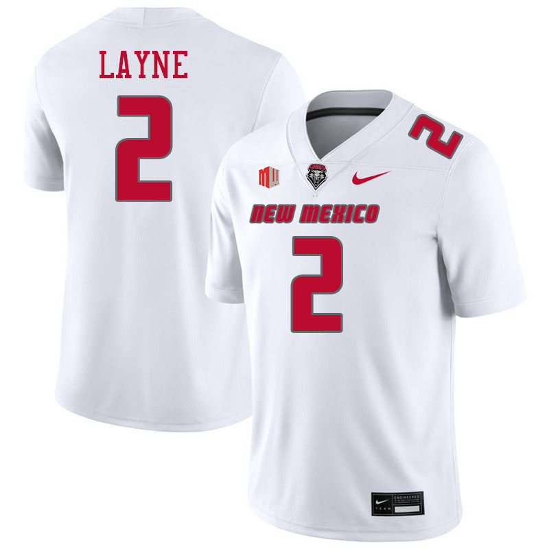 New Mexico Lobos #2 Jack Layne College Football Jerseys,Uniforms-White